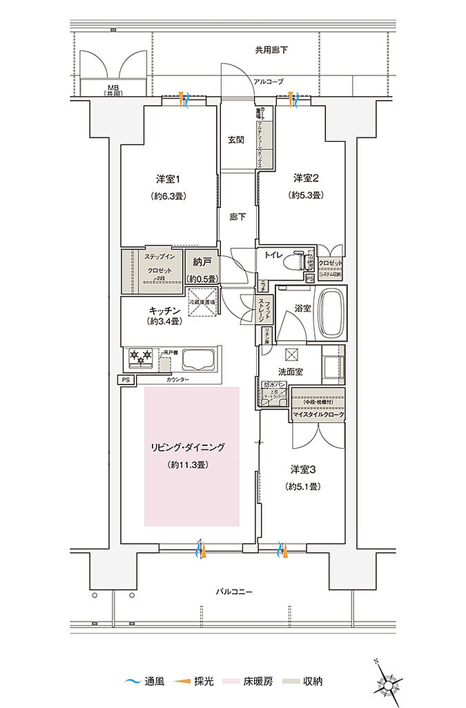 ローレルスクエア長原ザ・ランドマークス 間取り 【先着順】CC