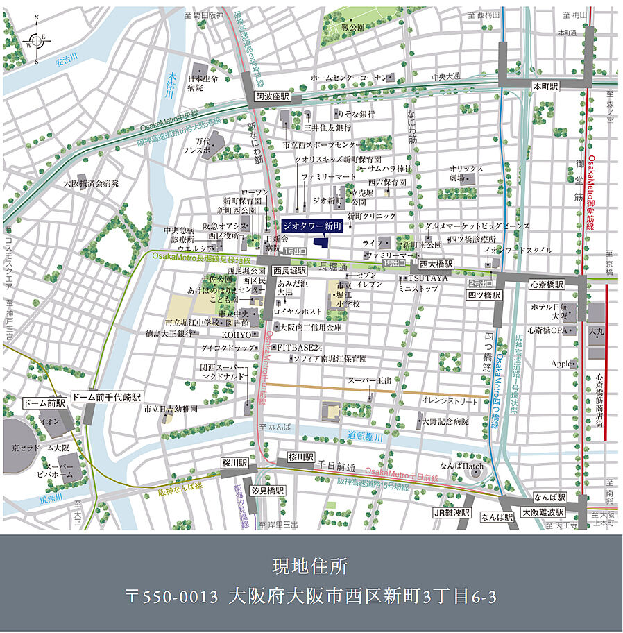 ジオタワー新町：案内図
