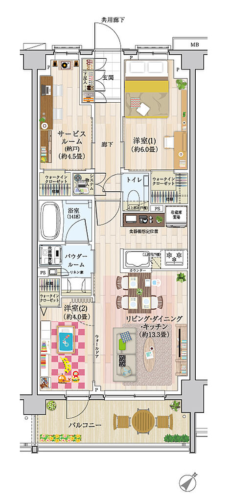 エクセレントシティ久米川ステーションサイド 間取り G2