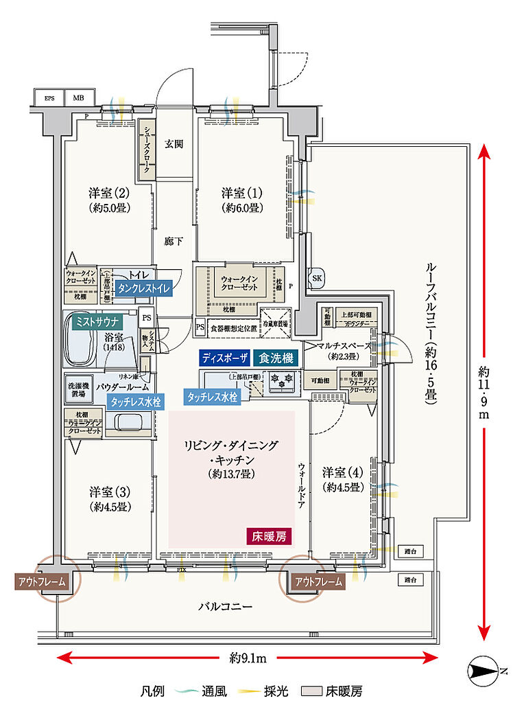 エクセレントシティ元住吉ザ・レジデンス 間取り Jr'