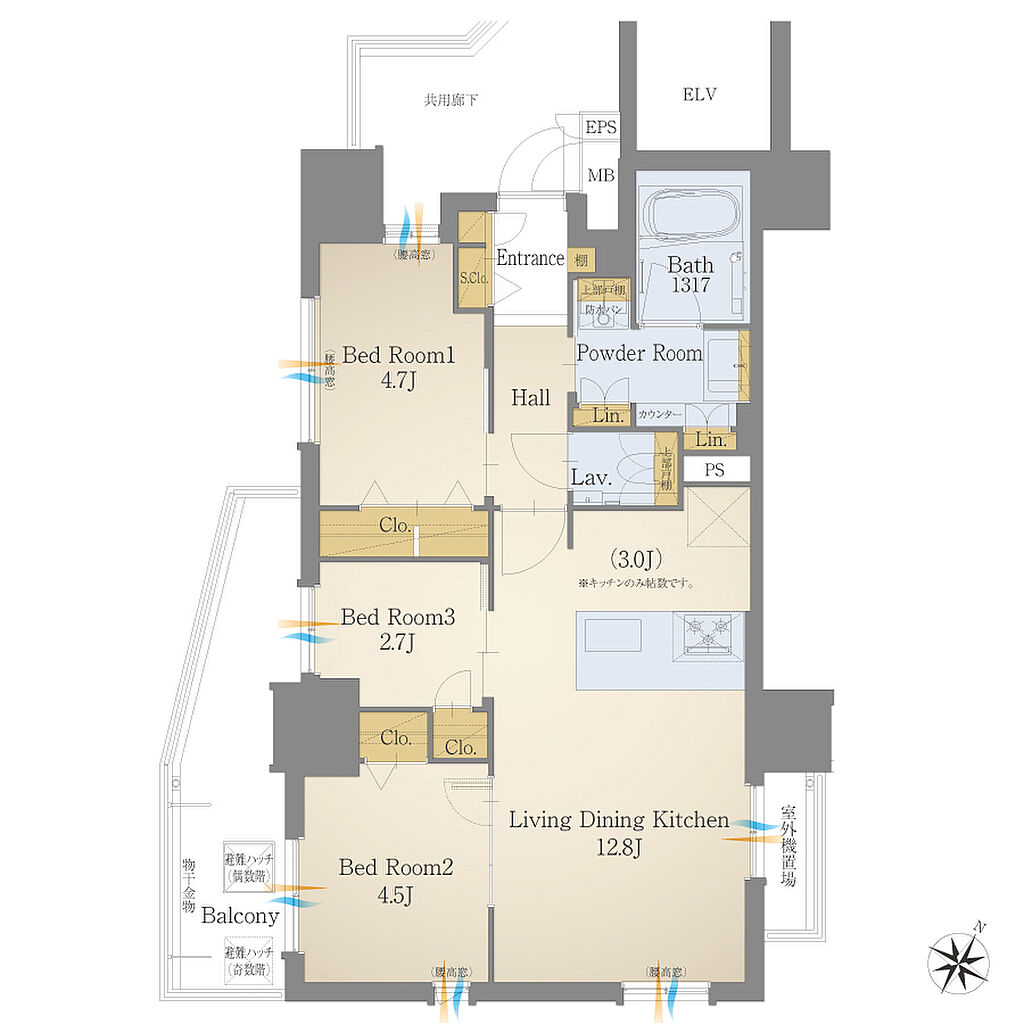 モントーレ六本松 ザ・マーク 間取り B4