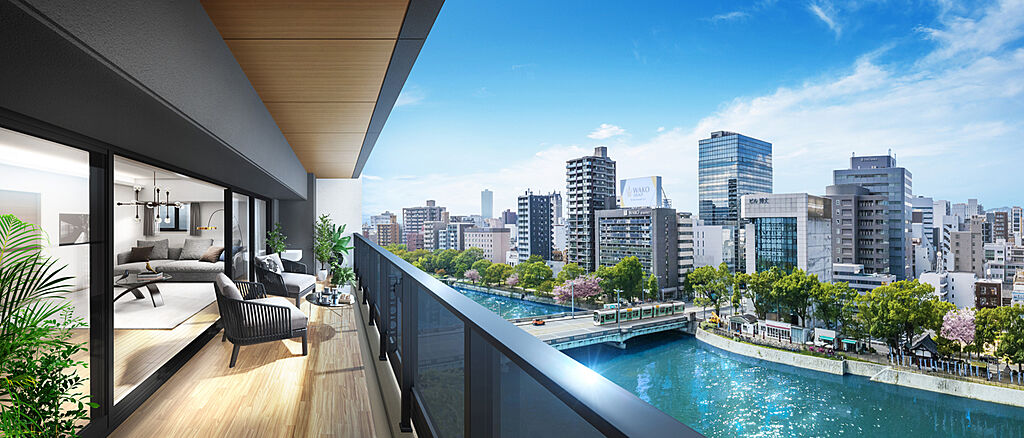 グラディス稲荷町リバークロス バルコニー完成予想図