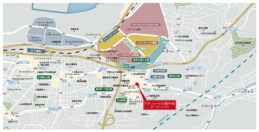 リヴィエール八幡中央ガーデンテラス：案内図