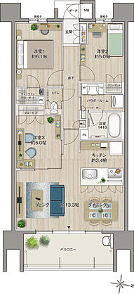 ＭＪＲ浦上ザ・レジデンス 間取り C