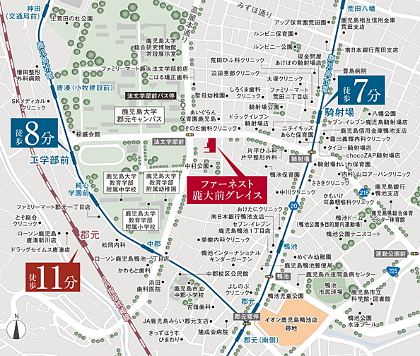 ファーネスト鹿大前グレイス 現地案内図