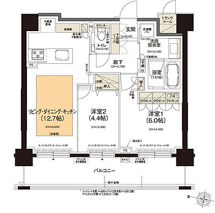 クリーンリバーフィネス元町プレセア 間取り B