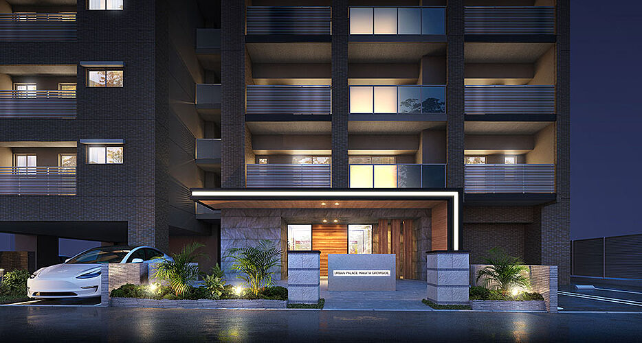 アーバンパレス博多グロウサイド エントランスアプローチ完成予想CG