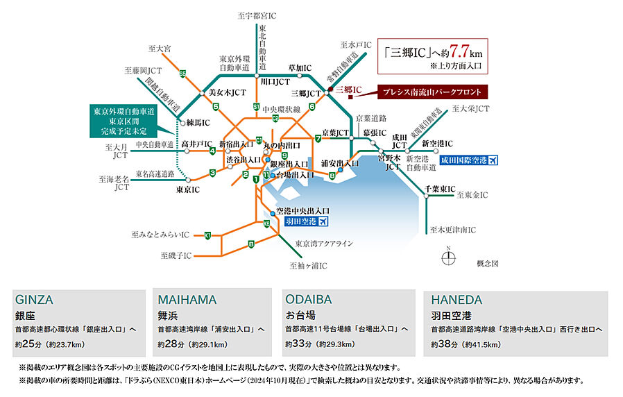 プレシス南流山パークフロント：交通図