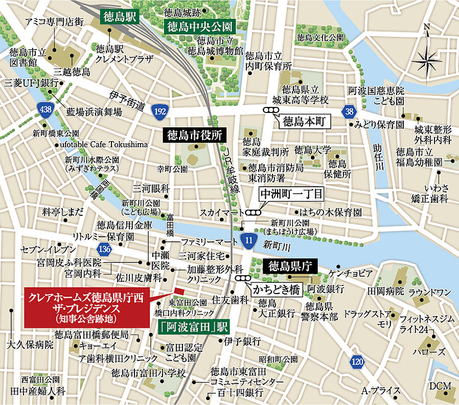 クレアホームズ徳島県庁西 ザ・プレジデンス：案内図
