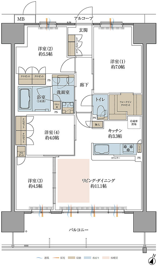 プレティナレジデンス大阪柏原 間取り G