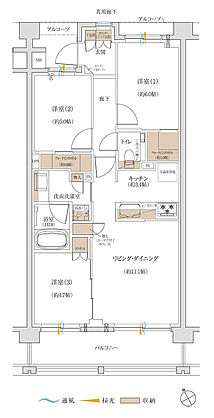 ジオ荻窪 間取り H1'/H3'