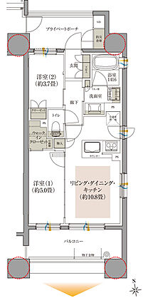 クレアホームズ フラン仙台 MID ARENA 間取り E