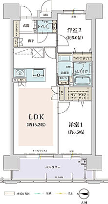 オーヴィジョン香椎浜ザ・シティ 間取り 【A棟】E