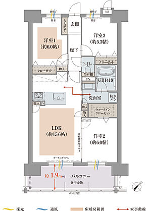 オーヴィジョン新山口スクエアガーデン 間取り D