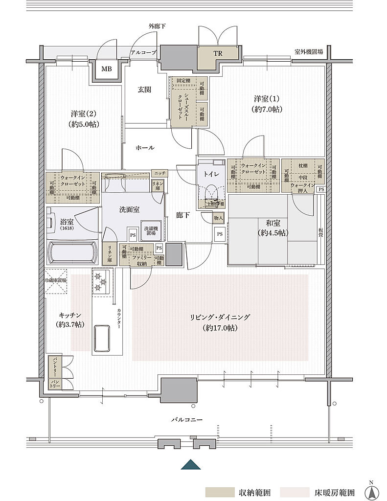クレアホームズ松山南堀端ザ・プレミアム 間取り 【PREMIUM TYPE】N【MENU PLAN】