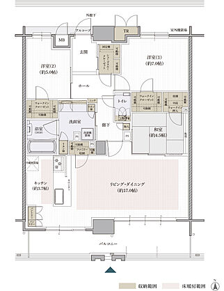 クレアホームズ松山南堀端ザ・プレミアム 間取り 【PREMIUM TYPE】N【MENU PLAN】