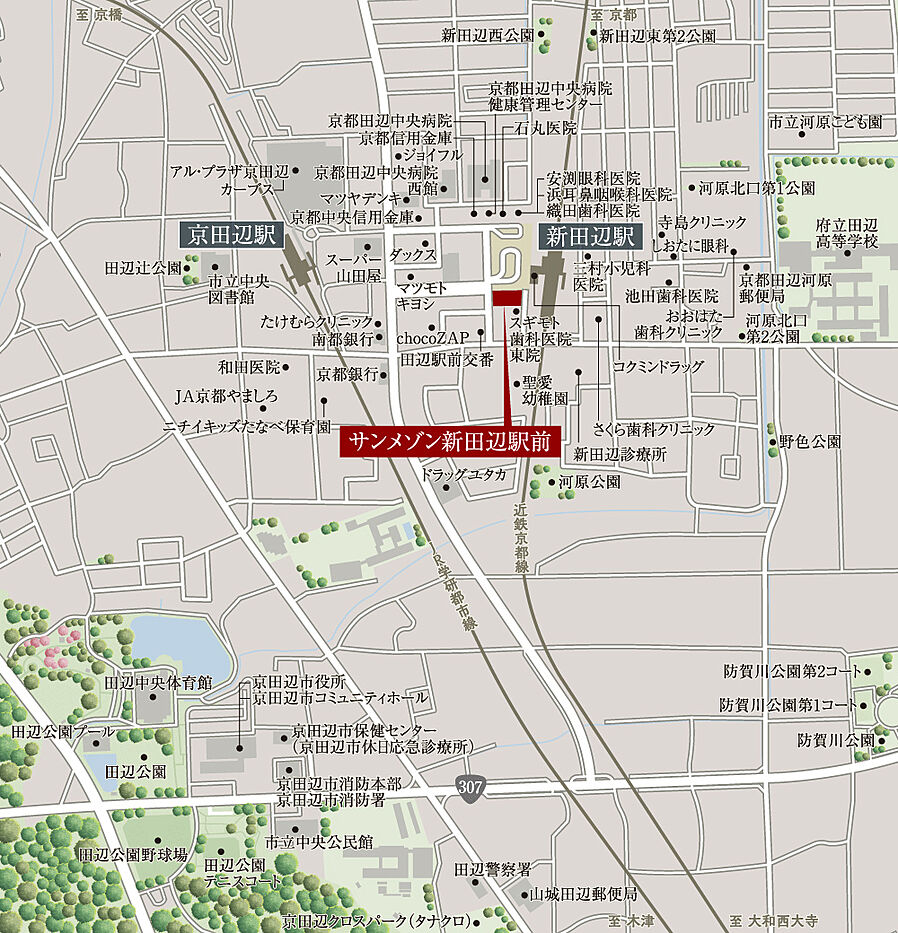 サンメゾン新田辺駅前：案内図
