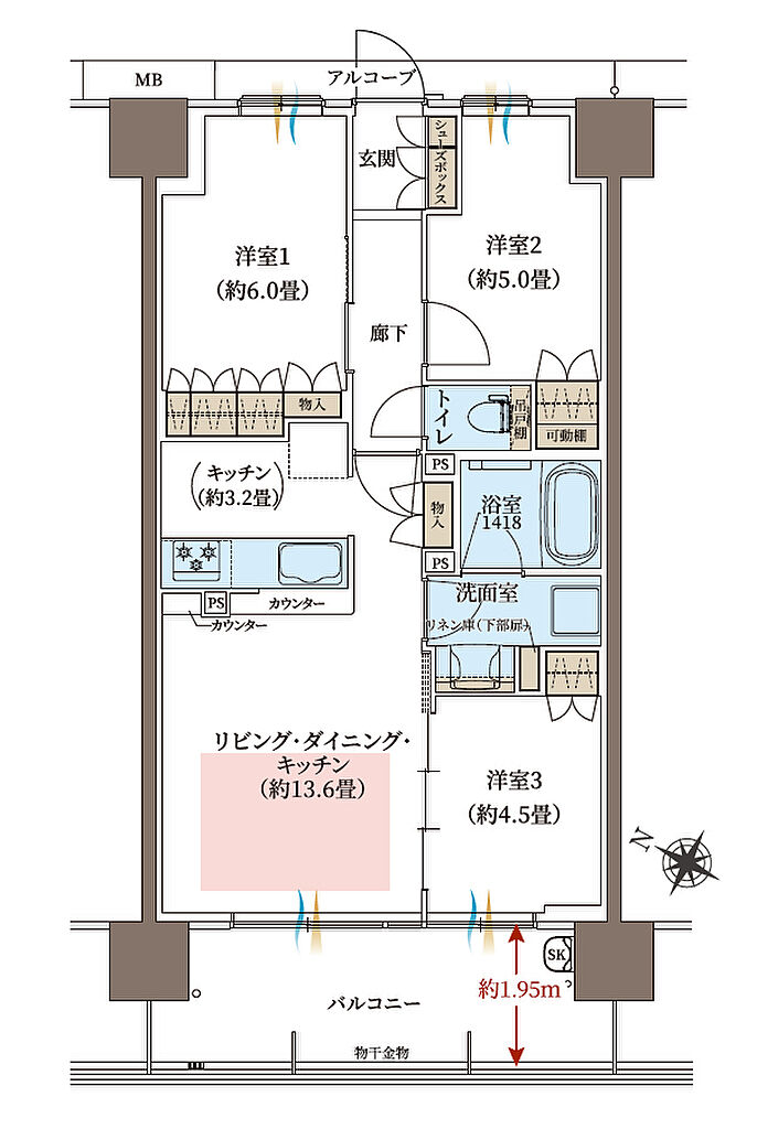 ヴェリテ神戸ポートアイランド 間取り 【第二期】B1【Menu Plan 3】