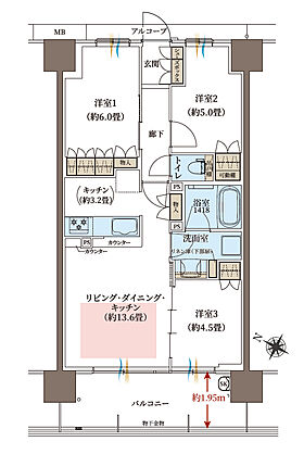 ヴェリテ神戸ポートアイランド 間取り 【第二期】B1【Menu Plan 3】