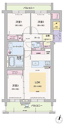 グランファーレ真駒内グランフォレスト 間取り E