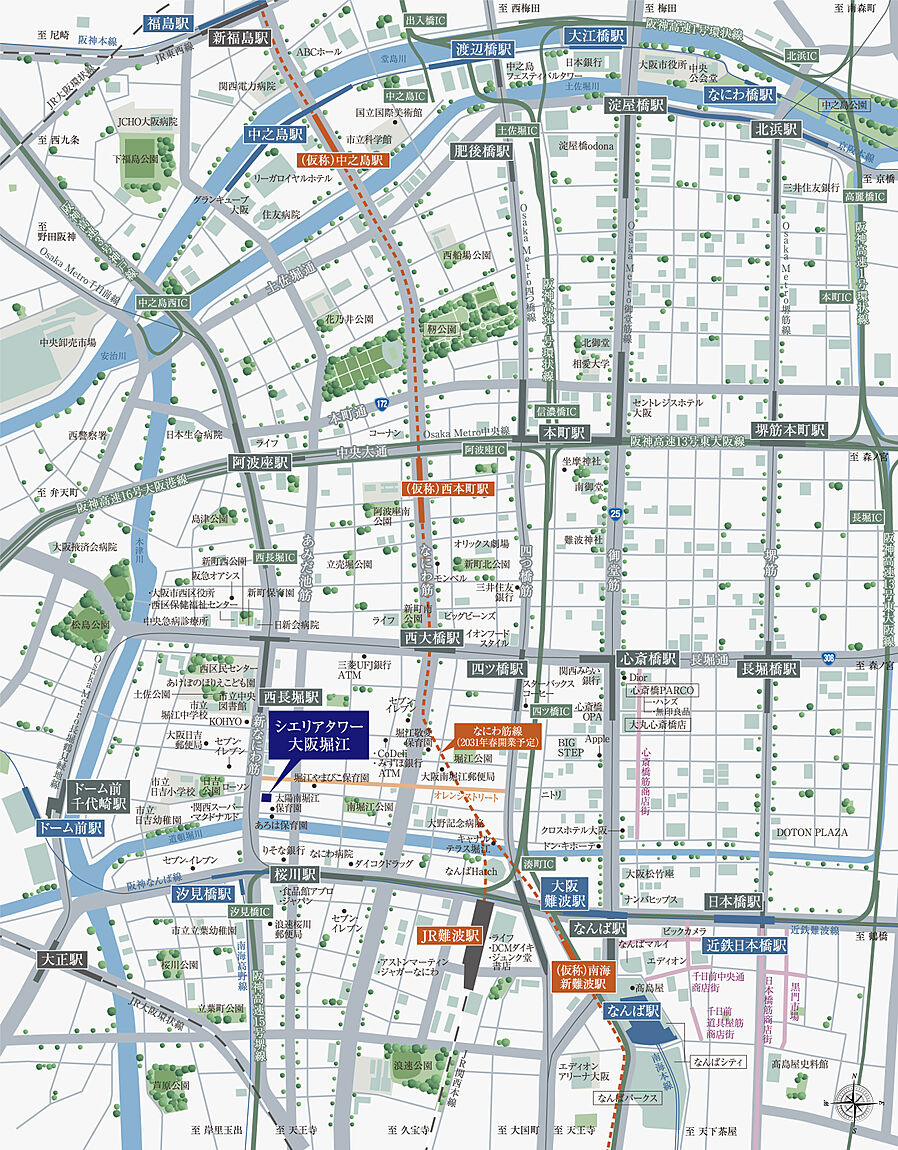 シエリアタワー大阪堀江：案内図
