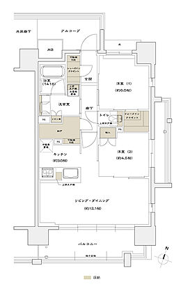 シエリア京橋 ウエスト＆イースト 間取り 【イースト】D