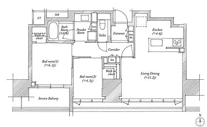 シエリアタワー北浜 間取り B