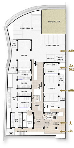 エステムコート伏見丹波橋 1階敷地配置図イメージイラスト