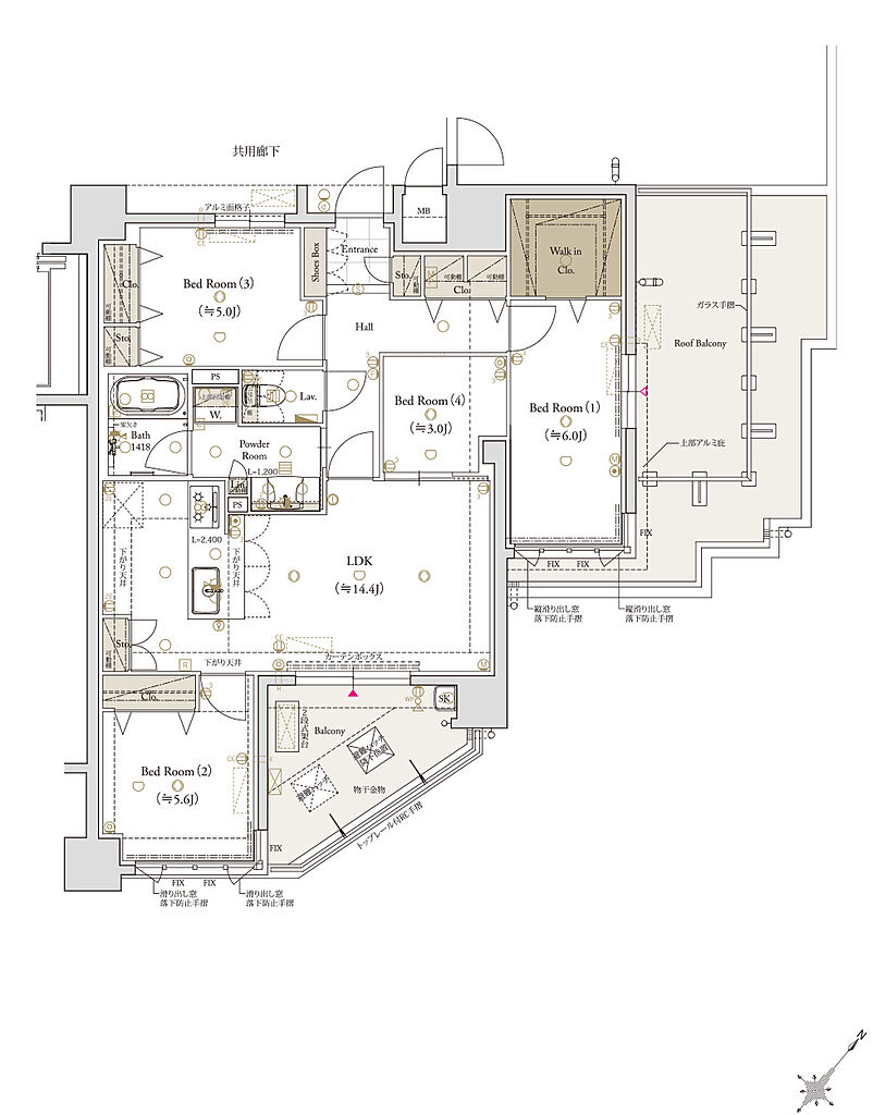 クラブスタイル大橋レーヴ 間取り F