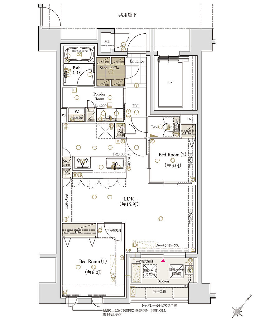 クラブスタイル大橋レーヴ 間取り B
