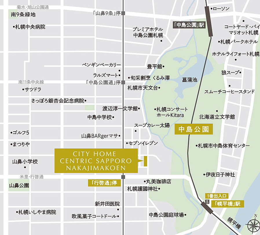 シティホームセントリック札幌中島公園：モデルルーム地図