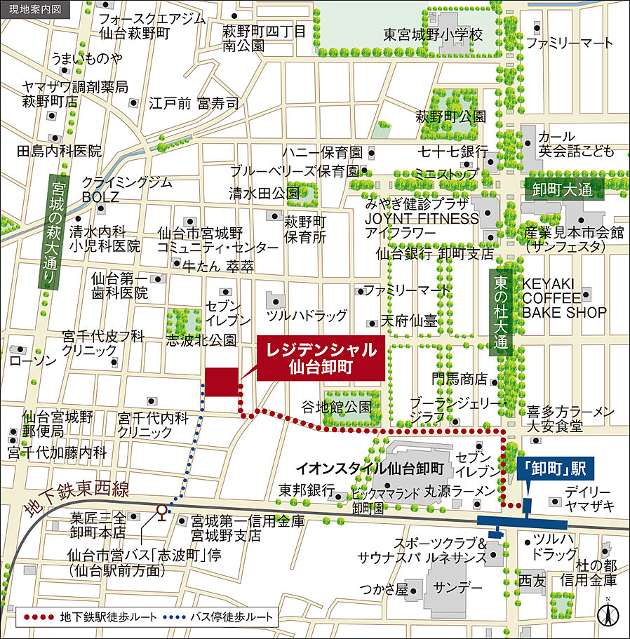 レジデンシャル仙台卸町：案内図