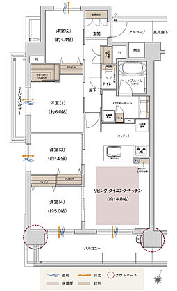 プレサンス ロジェ 岡山番町 間取り E