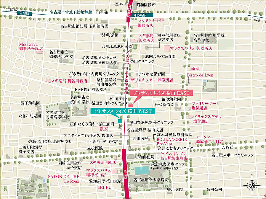 プレサンス レイズ 桜山WEST・プレサンス レイズ 桜山EAST：案内図
