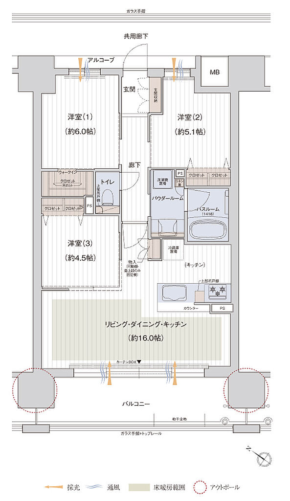 プレサンス ロジェ 京橋 GREEN YARD 間取り 【D棟】E
