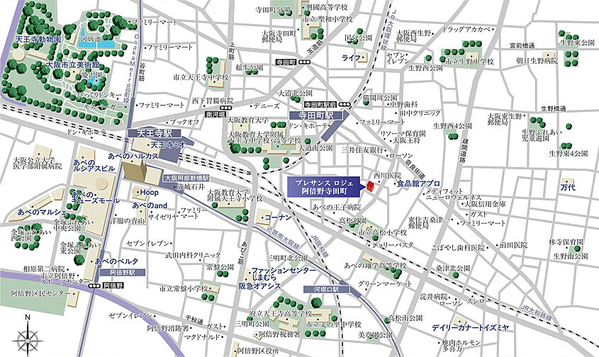 プレサンス ロジェ 阿倍野寺田町 現地案内図
