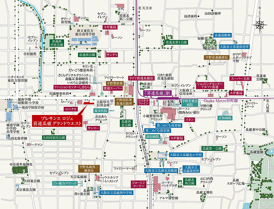 プレサンス ロジェ 喜連瓜破グランドウエスト：案内図