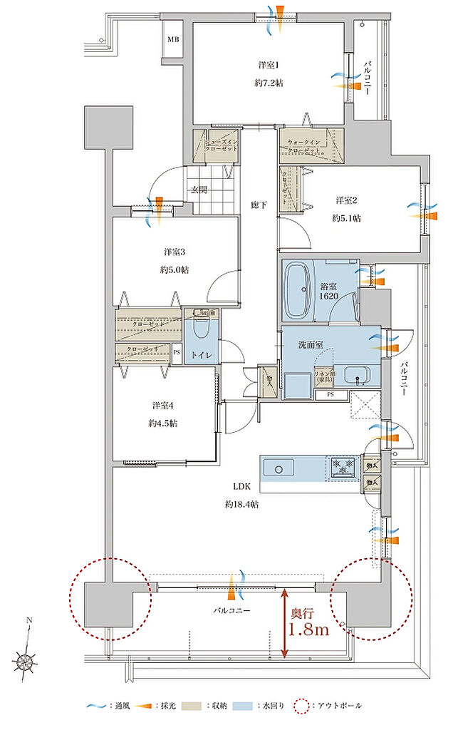 レクシア熊本 ザ・コア 間取り H