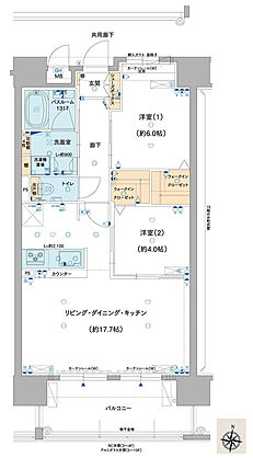 ルグラン別府 The Central Luxe 間取り E【2LDK PLAN】