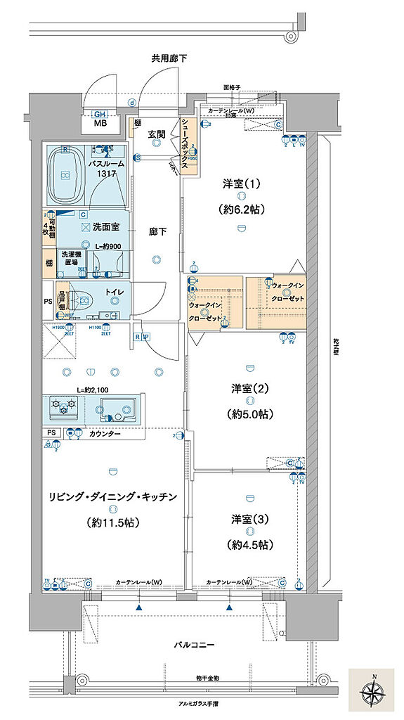 ルグラン別府 The Central Luxe 間取り E1