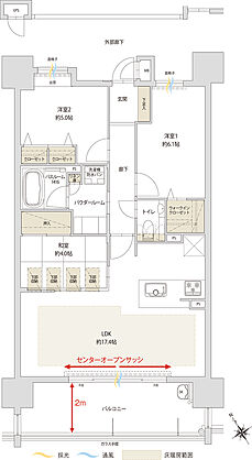 アクタス籠町グランミライ 間取り F