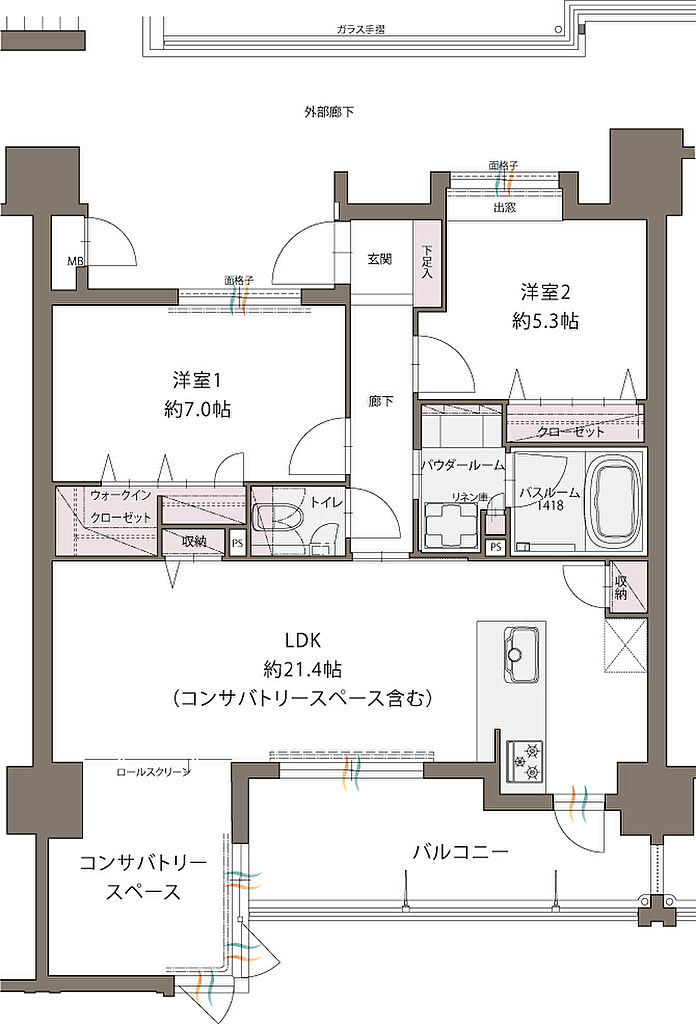 アクタス久留米グランミライ 間取り E【メニュー2】