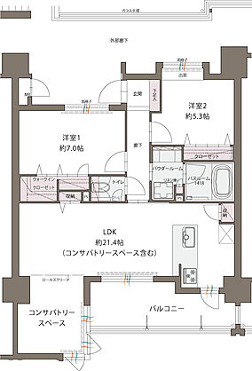アクタス久留米グランミライ 間取り E【メニュー2】