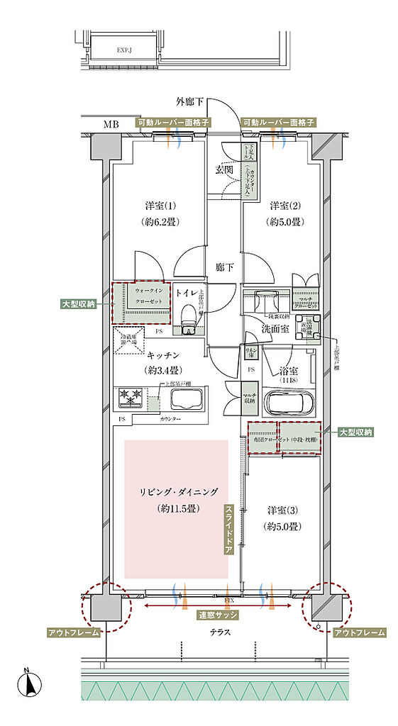 オーベル新松戸レジデンス 間取り Kt