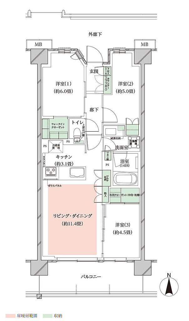 オーベルグランディオ川崎久地ヒルズ 間取り C-g