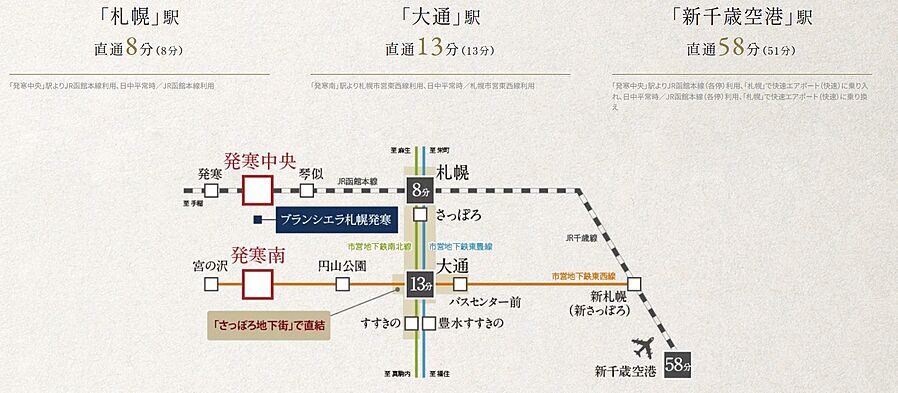 ブランシエラ札幌発寒：交通図