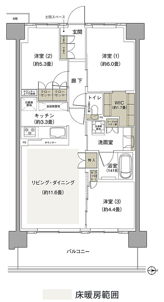 プライムパークス横浜並木 ザ・レジデンス 間取り EC-68b-6