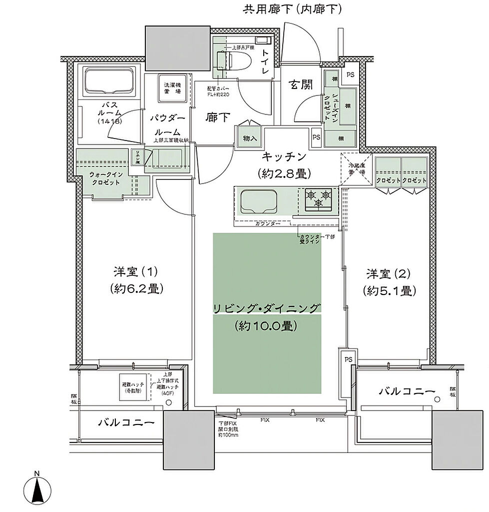 シティタワー大阪本町 間取り S-55E
