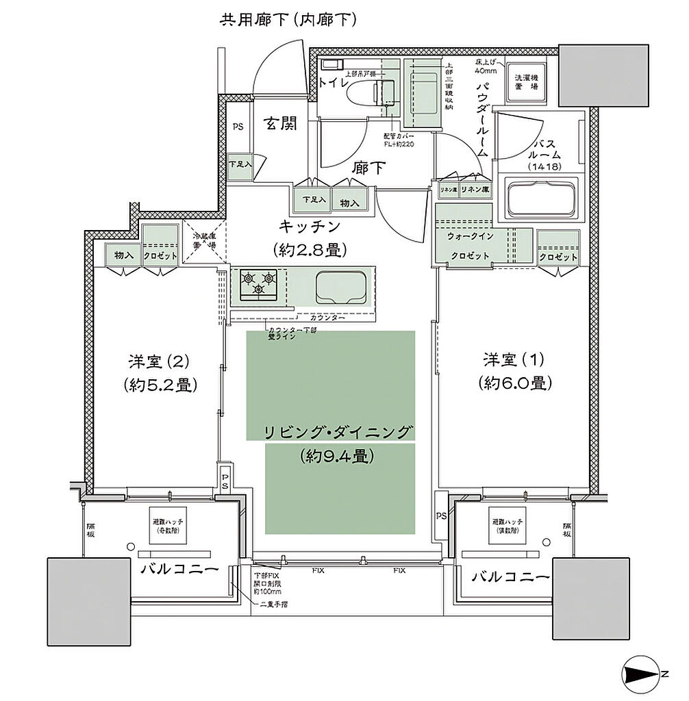 シティタワー大阪本町 間取り E-55C2