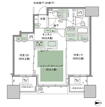 シティタワー大阪本町 間取り E-55C2